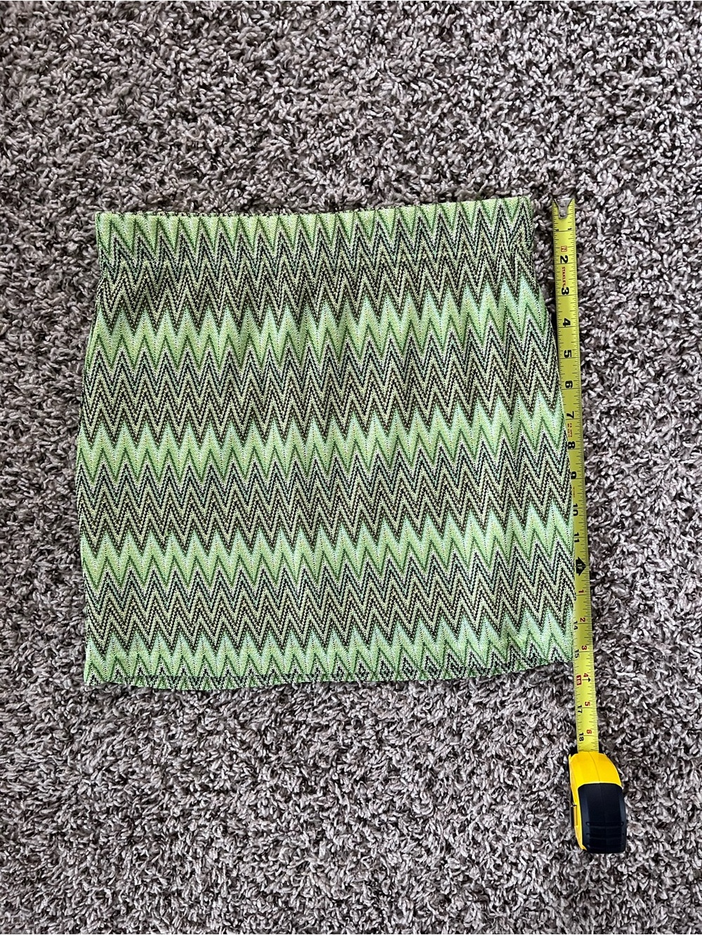 Say What? Green Chevron Zigzag Metallic Mini Skirt Large Retro Knit Lined